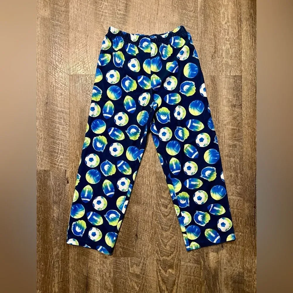 Carter’s Boys Pajama Pants Size 8 Sports Ball Print Blue Green Lounge Sleep